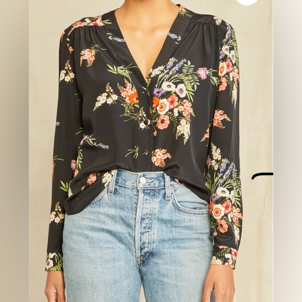 Amour Vert “Kaya” washable silk floral blouse size small